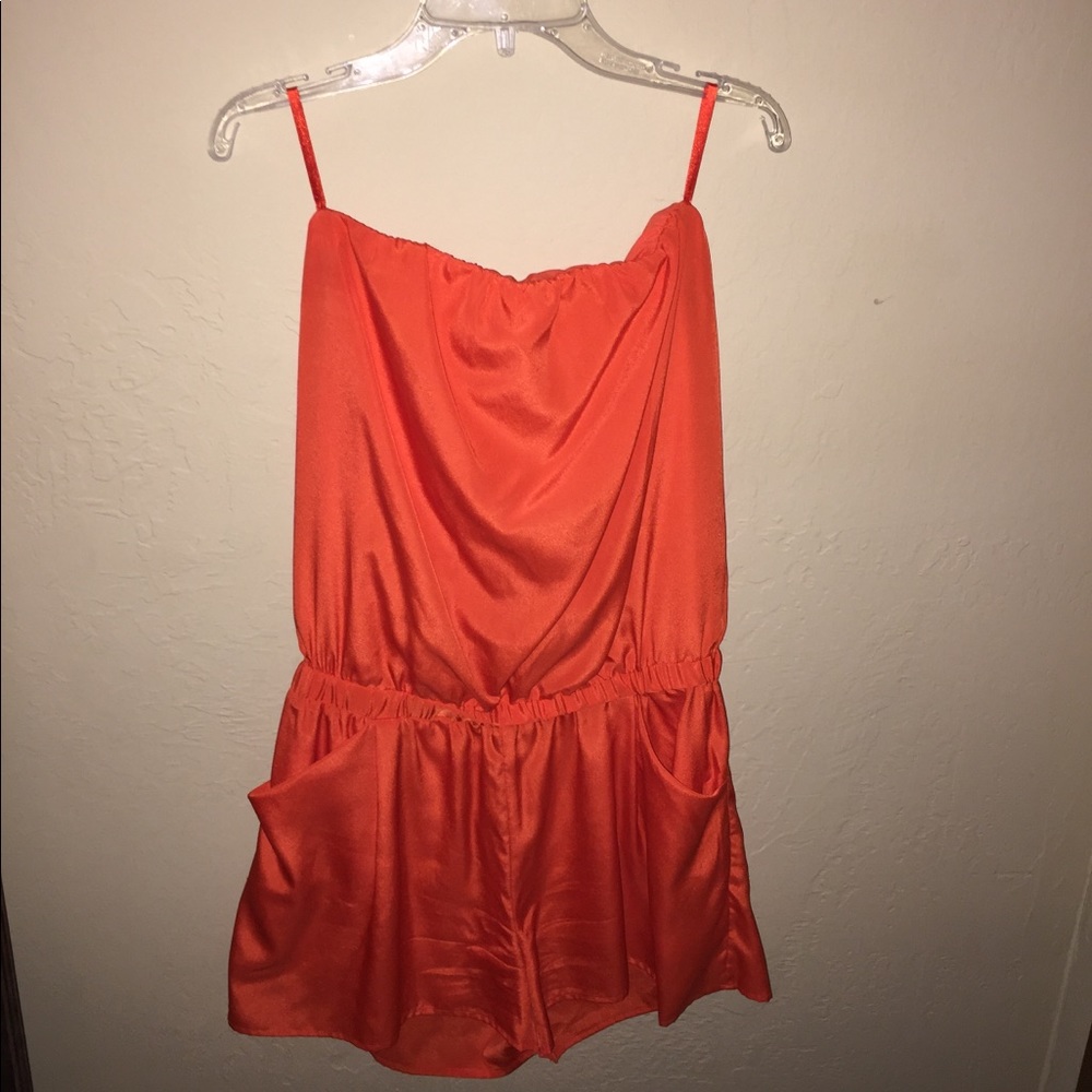 Orange strapless romper size medium